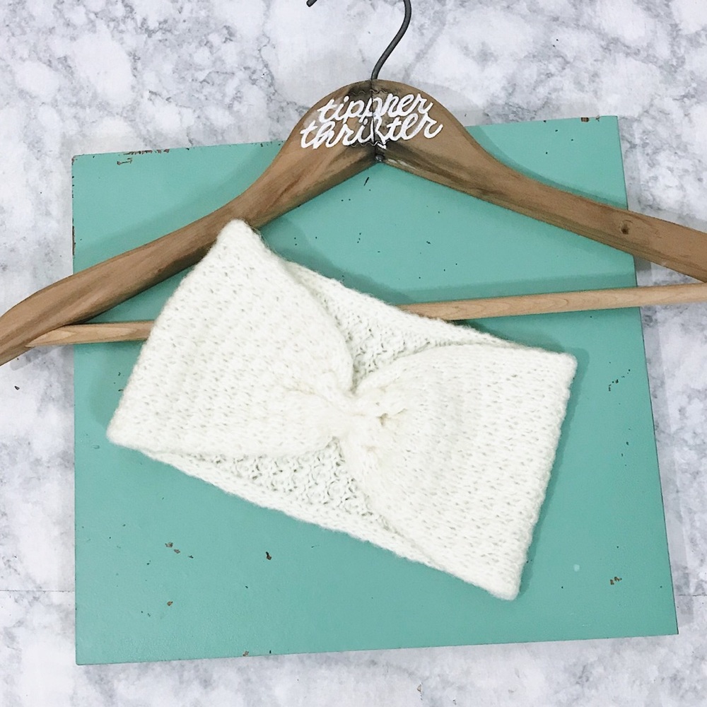 Cream Crochet Knit Headband
